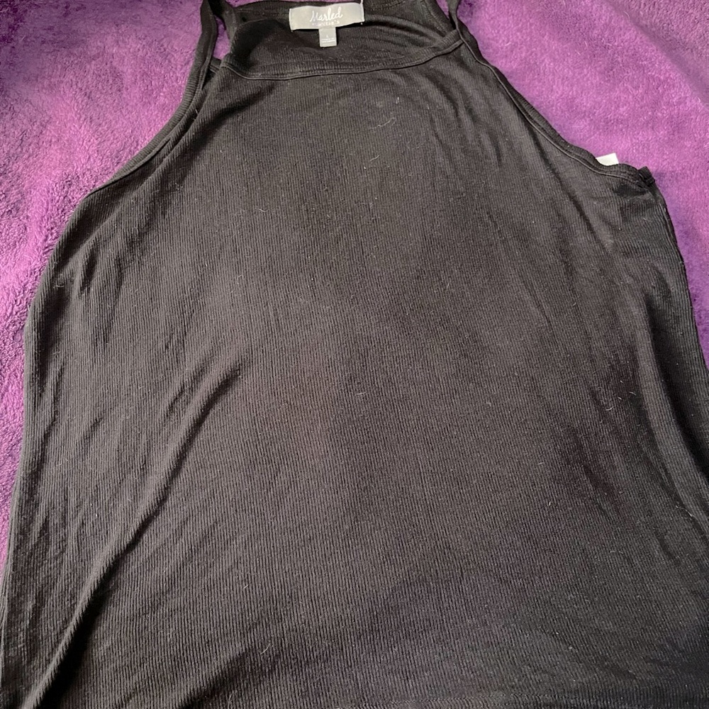 Large Marled black ribbed tank top